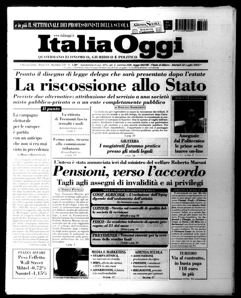 Italia oggi : quotidiano di economia finanza e politica